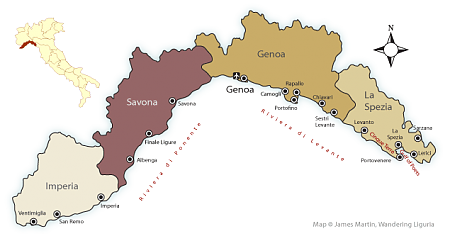 map of liguria showing provinces